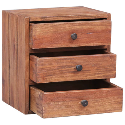 Nattbord Sengbord Tre heltre mahogni med 3 skuffer 35x25x35 cm