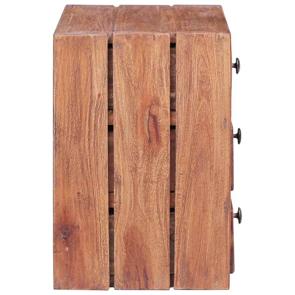 Nattbord Sengbord Tre heltre mahogni med 3 skuffer 35x25x35 cm