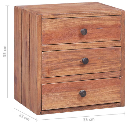 Nattbord Sengbord Tre heltre mahogni med 3 skuffer 35x25x35 cm