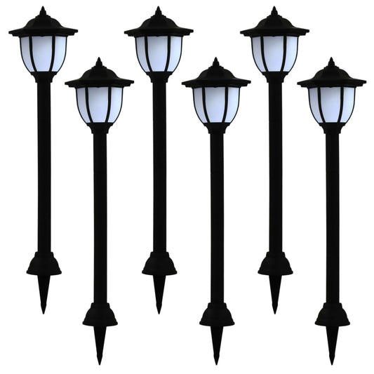 Hagebelysning Mark Solcelle Utendørs sollampe 6 stk LED svart