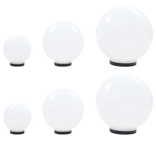 Hagebelysning Mark El. LED-kulelamper 6 stk sfærisk 20/30/40 cm PMMA
