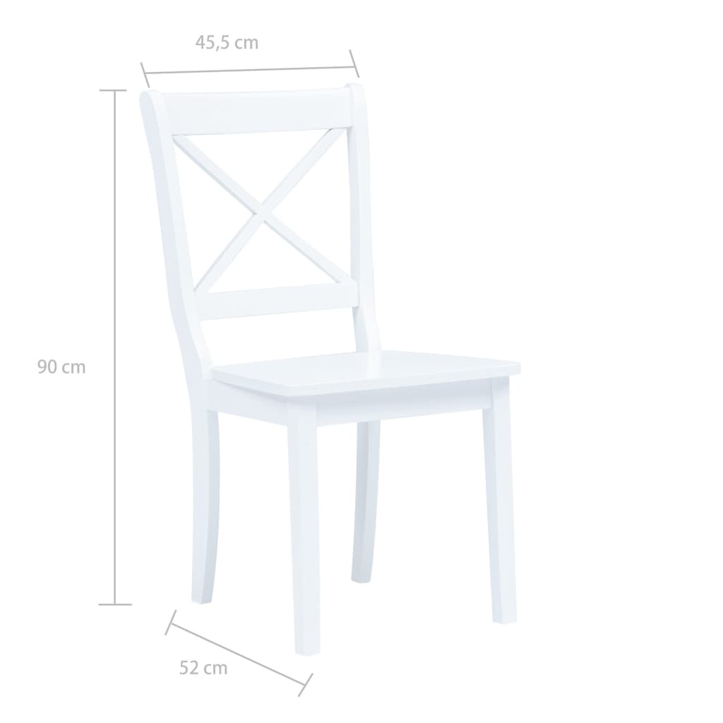 Spisestoler 6 stk hvit heltre gummitre