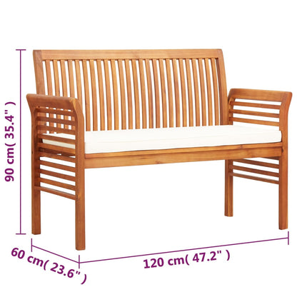Hagebenk Tre 2-seters med pute 120 cm heltre akasie
