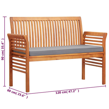 Hagebenk Tre 2-seters med pute 120 cm heltre akasie