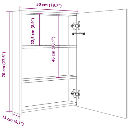Baderomsspeil LED Speilskap til bad 50x13x70 cm