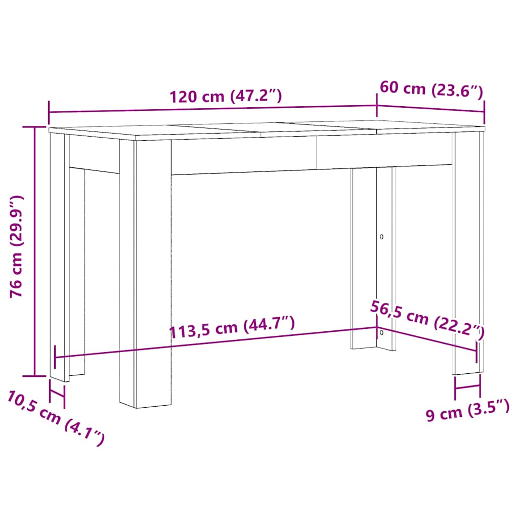 Spisebord Kjøkkenbord Svart 120x60x76 cm