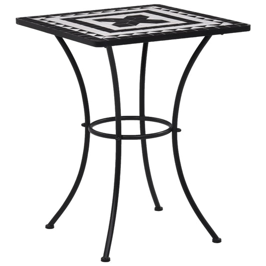 Cafébord Mosaikkbistrobord svart og hvit 60 cm keramikk