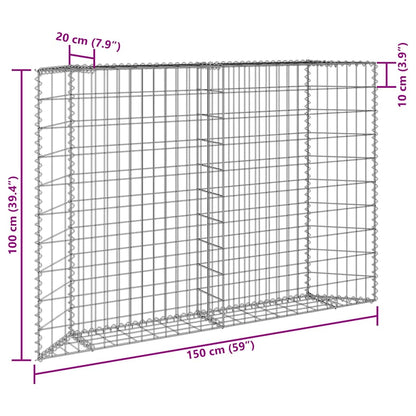 Gabion høybed trapesform galvanisert stål 150x20x100 cm