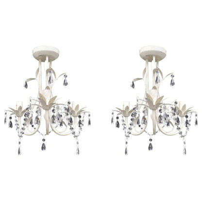 Taklampe Lysekrone KrystalTaklampe Lysekrone 2 stk elegant Hvit