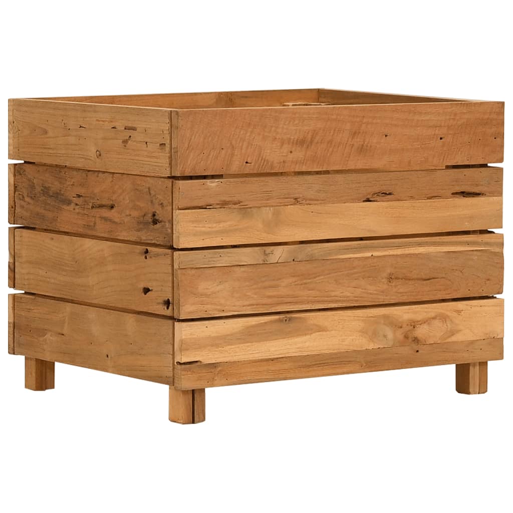Utendørs Blomsterkasse Plantekasse Tre 50x40x38 cm resirkulert teak og stål