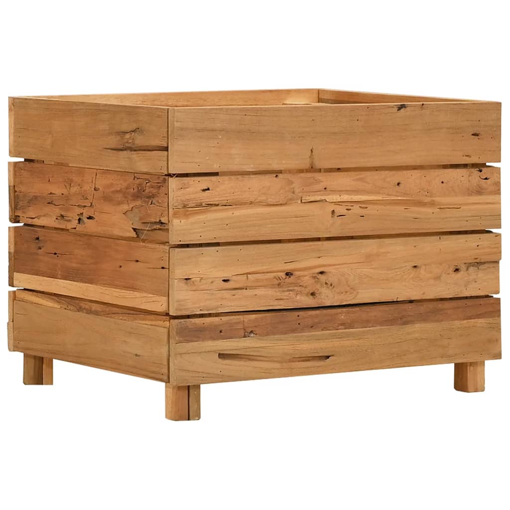 Utendørs Blomsterkasse Plantekasse Tre 50x40x38 cm resirkulert teak og stål