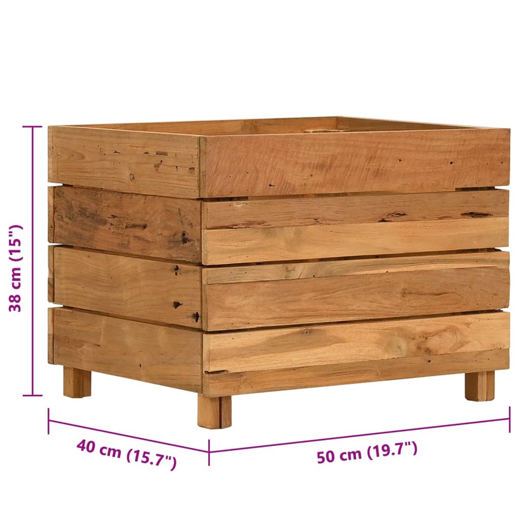 Utendørs Blomsterkasse Plantekasse Tre 50x40x38 cm resirkulert teak og stål