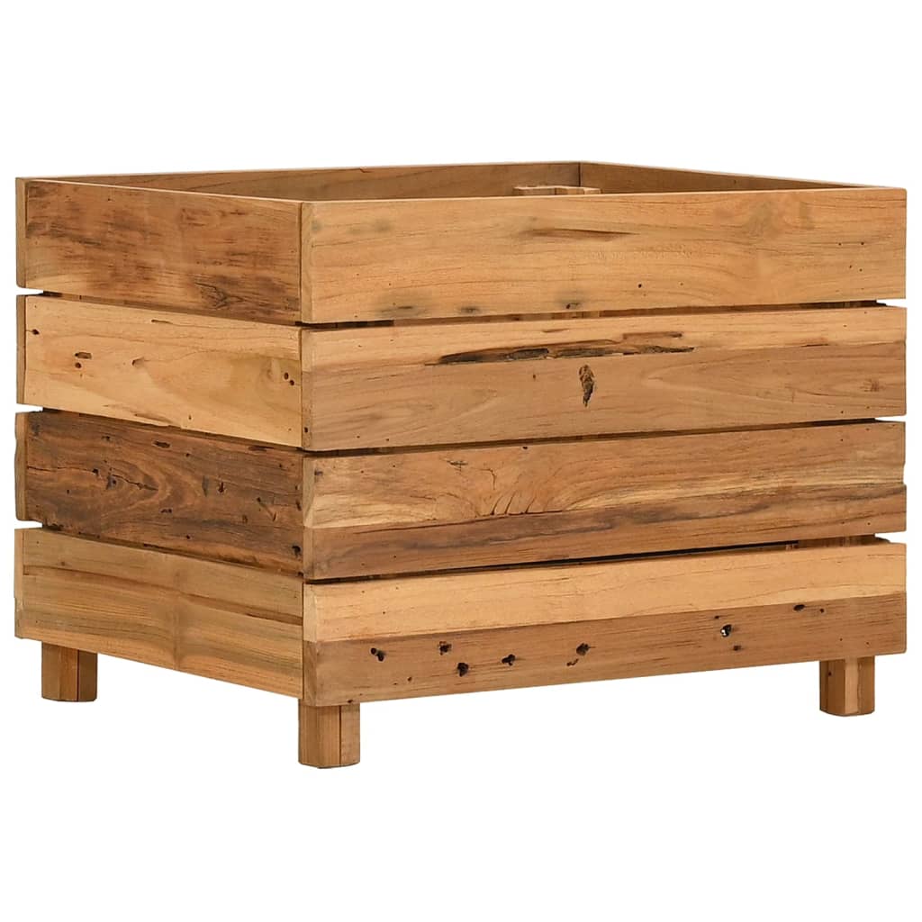 Utendørs Blomsterkasse Plantekasse Tre 50x40x38 cm resirkulert teak og stål