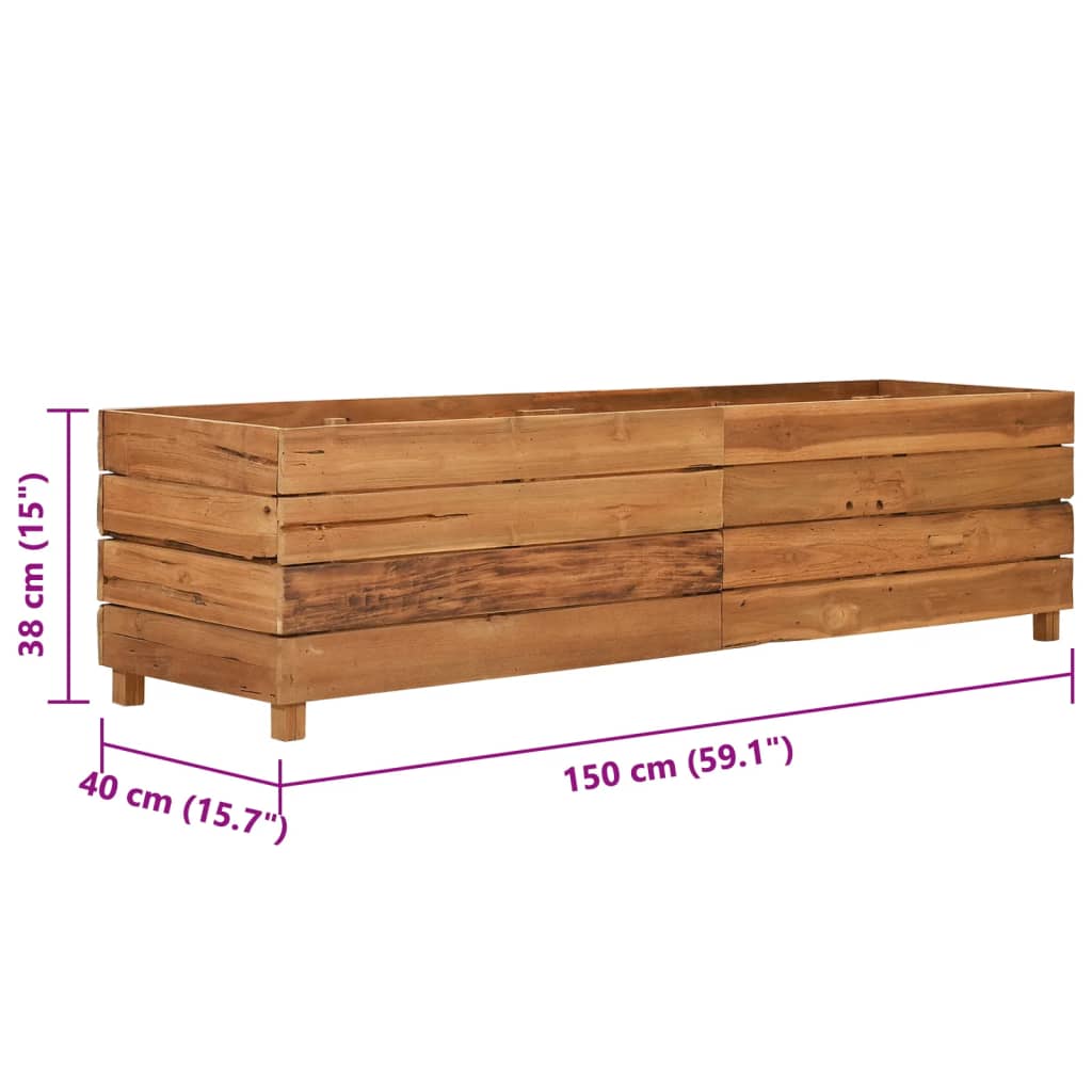 Utendørs Blomsterkasse Plantekasse Tre 150x40x38 cm resirkulert teak og stål