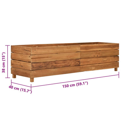 Høybed 150x40x38 cm resirkulert teak og stål