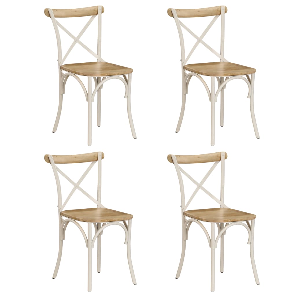 Krysstoler 4 stk hvit heltre mango