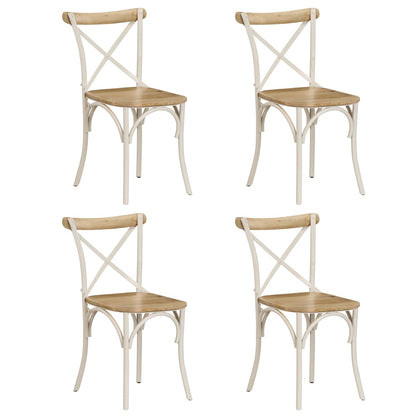 Krysstoler 4 stk hvit heltre mango