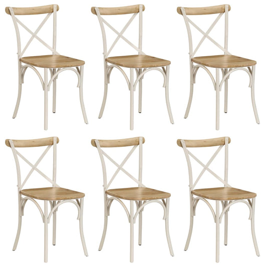 Krysstoler 6 stk hvit heltre mango