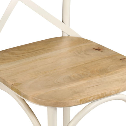 Krysstoler 6 stk hvit heltre mango