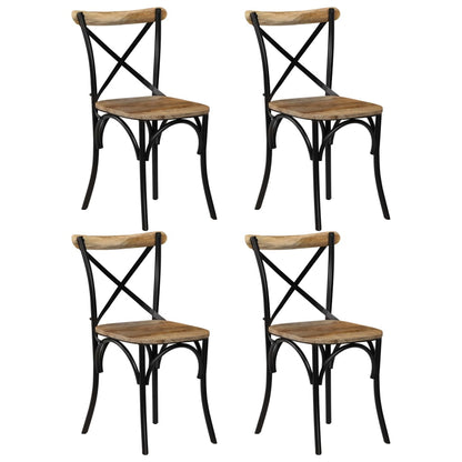 Krysstoler 4 stk svart heltre mango