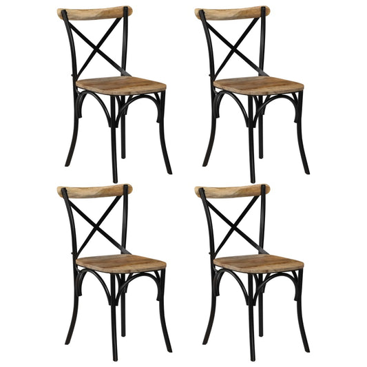 Krysstoler 4 stk svart heltre mango
