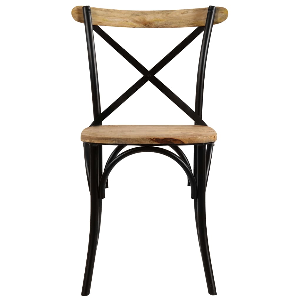 Krysstoler 4 stk svart heltre mango