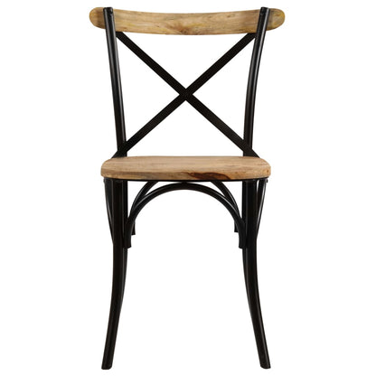 Krysstoler 4 stk svart heltre mango