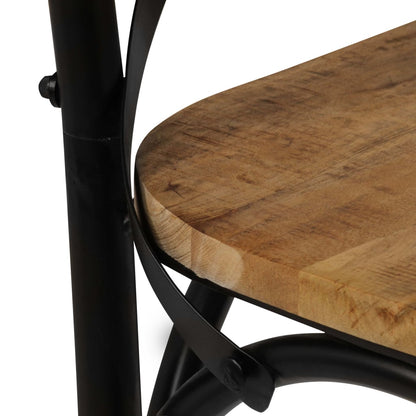 Krysstoler 4 stk svart heltre mango