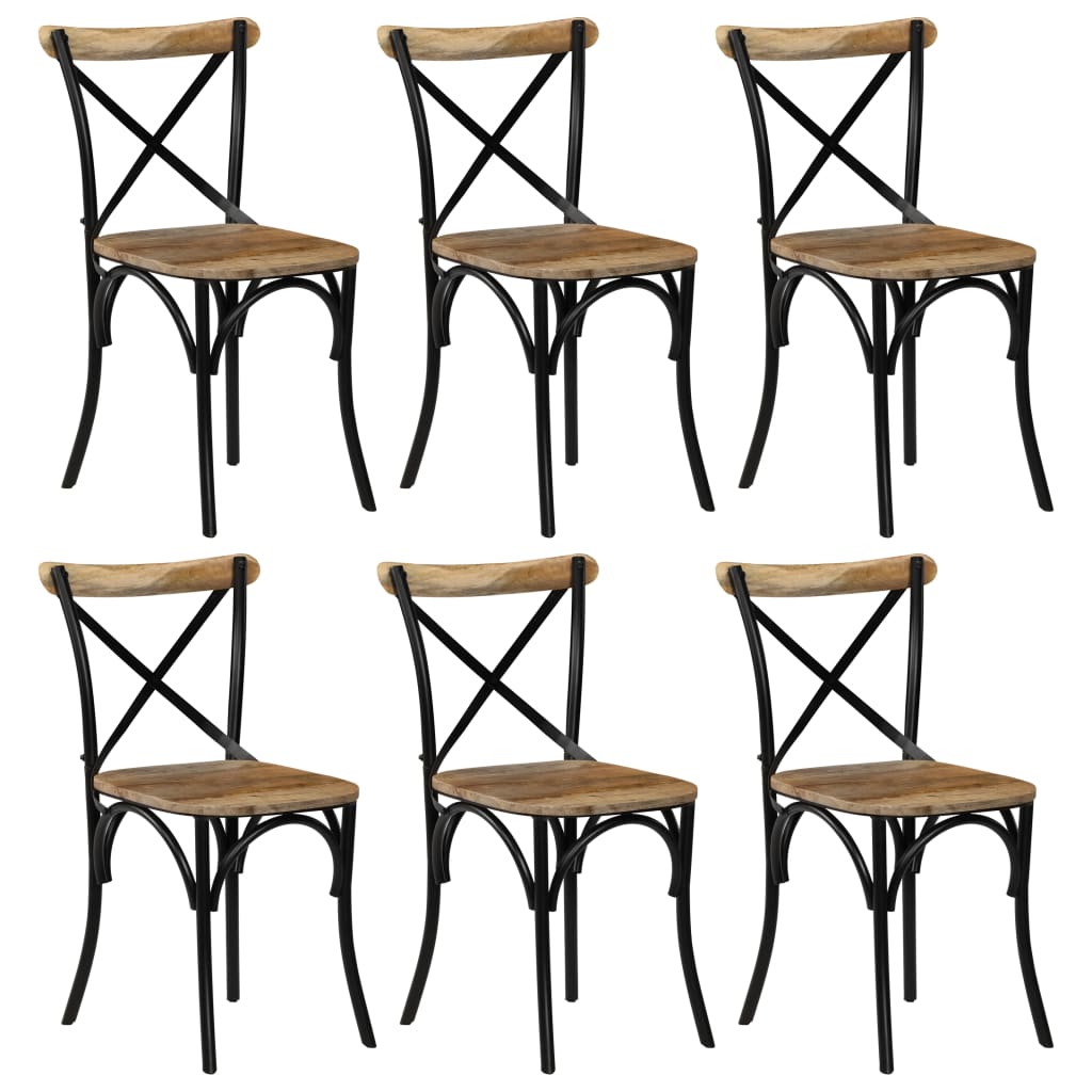 Krysstoler 6 stk svart heltre mango
