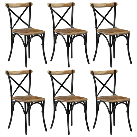 Krysstoler 6 stk svart heltre mango