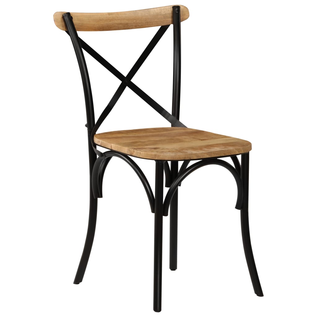Krysstoler 6 stk svart heltre mango