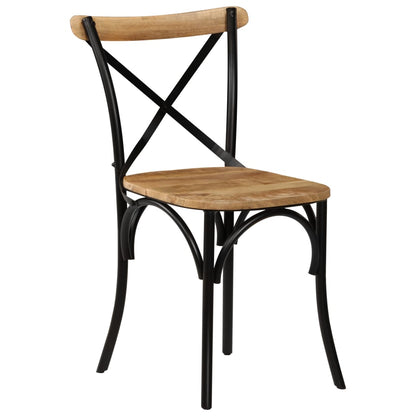 Krysstoler 6 stk svart heltre mango