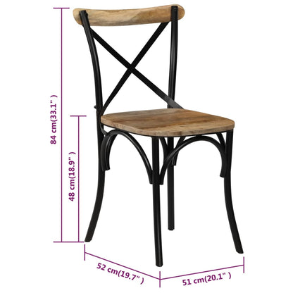 Krysstoler 6 stk svart heltre mango