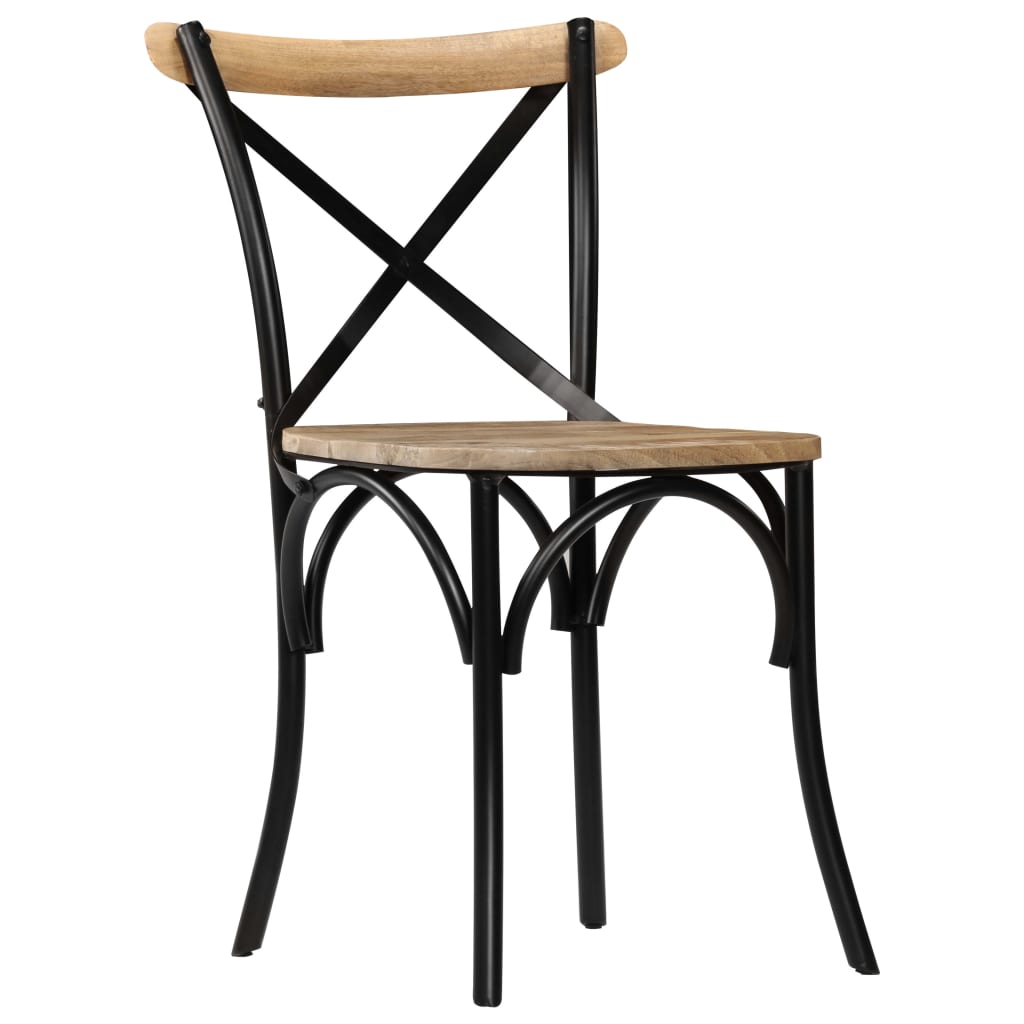 Krysstoler 6 stk svart heltre mango