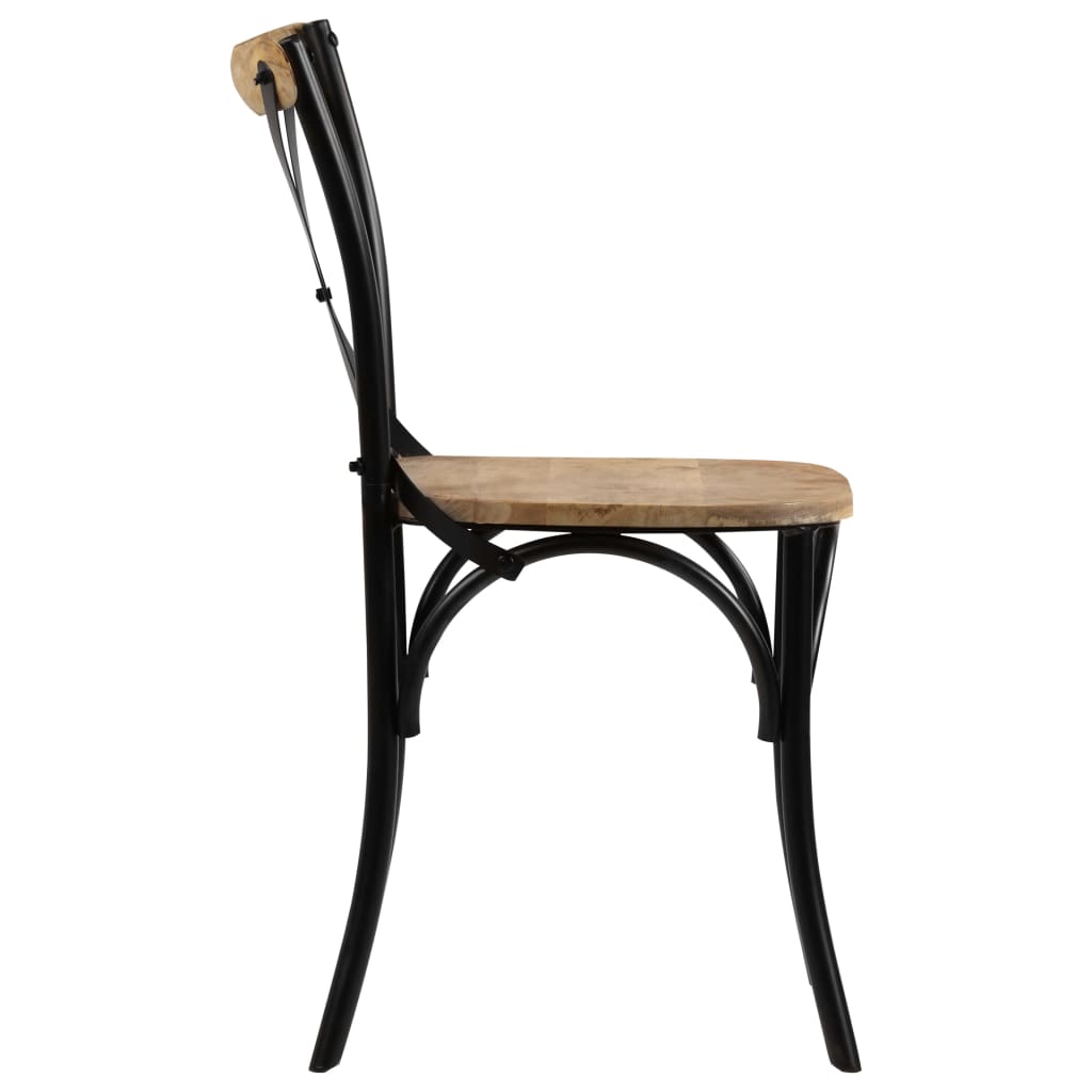 Krysstoler 6 stk svart heltre mango