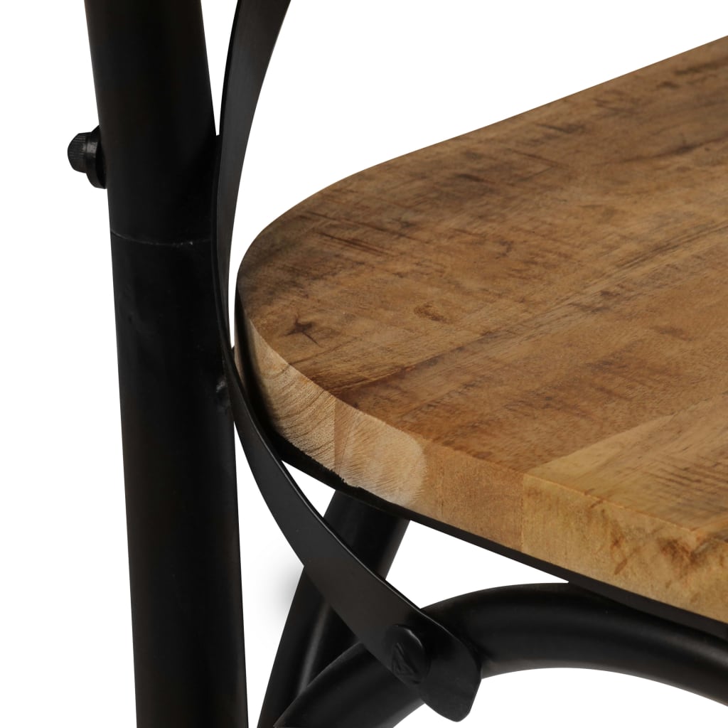 Krysstoler 6 stk svart heltre mango