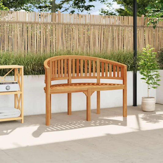 Hagebenk Tre bananformet 120 cm heltre teak