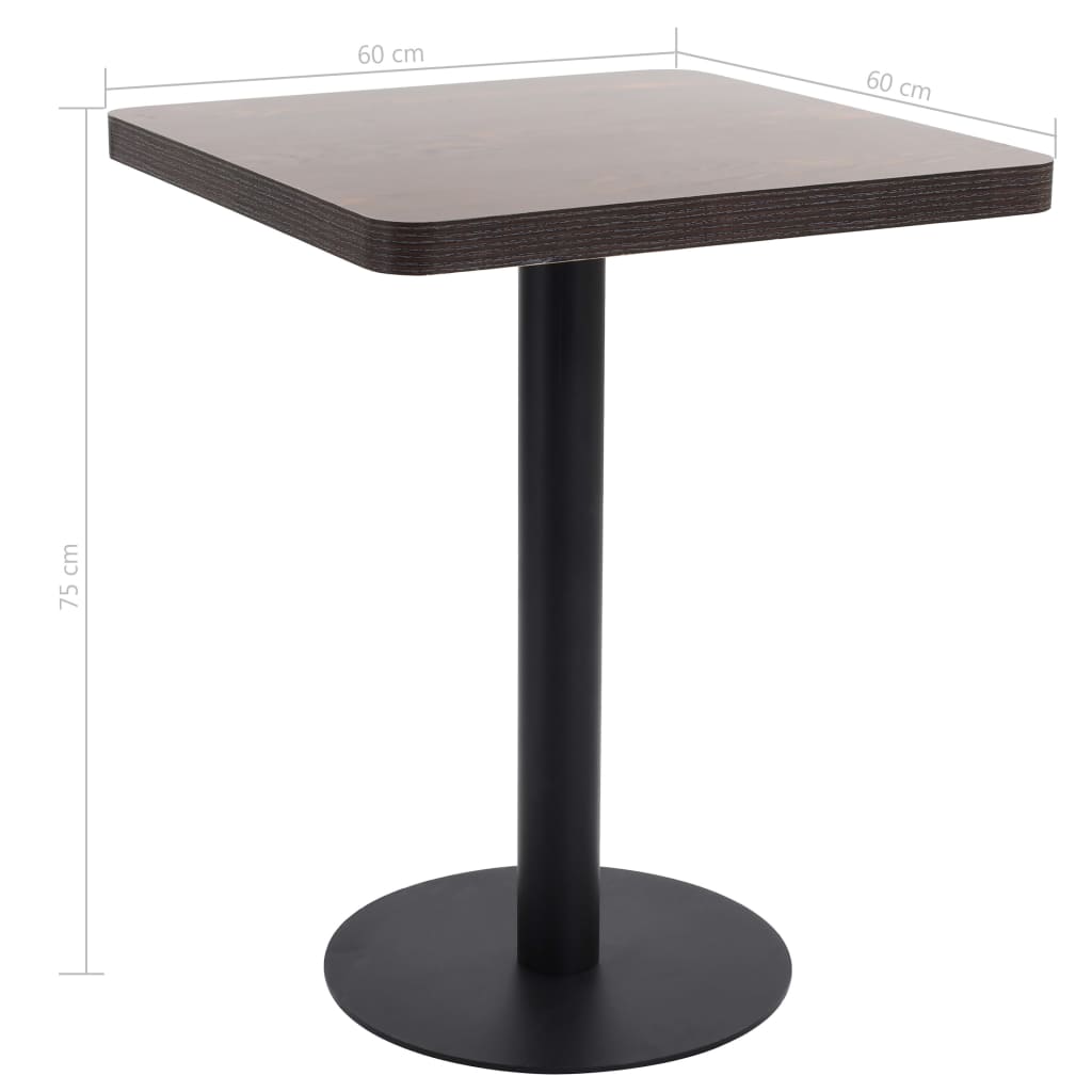 Bistrobord mørkebrun 60x60 cm MDF