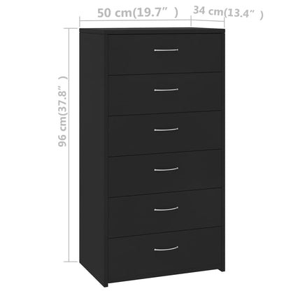 Skjenk Svart med 6 skuffer 50x34x96 cm
