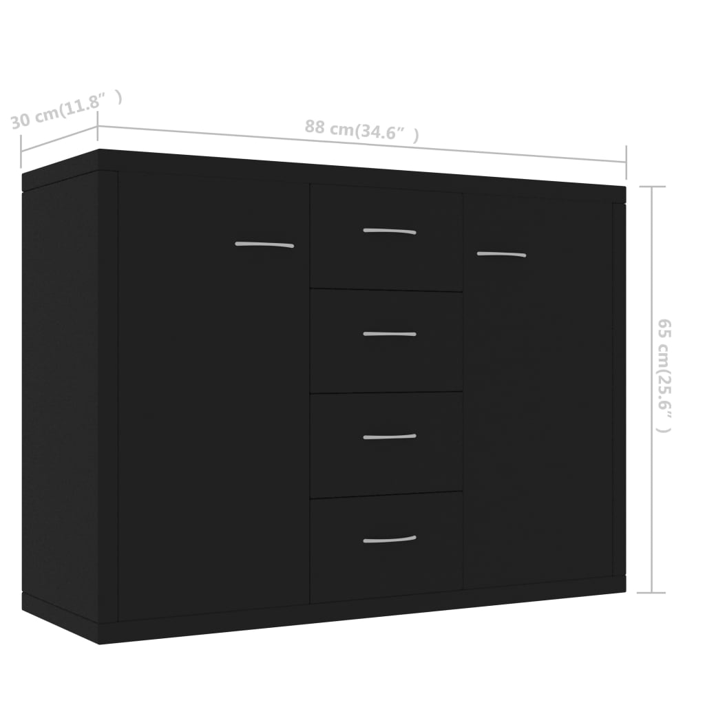 Skjenk Svart 88x30x65 cm