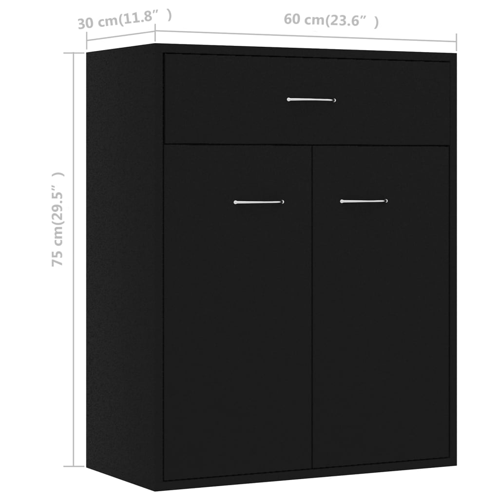 Skjenk Svart 60x30x75 cm