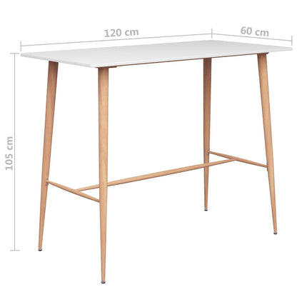 Barbord hvit 120x60x105 cm