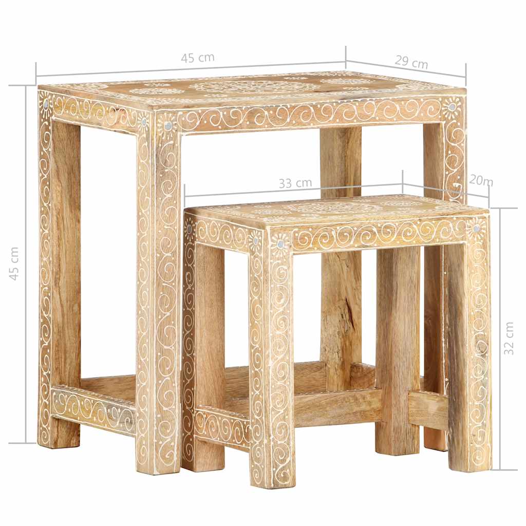 Håndmalt sidebordsett 2 stk heltre mango