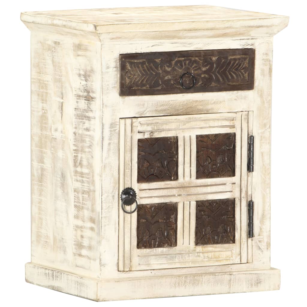 Nattbord Sengbord Hvit 40x30x50 cm heltre mangotre
