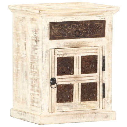 Nattbord Sengbord Hvit 40x30x50 cm heltre mangotre