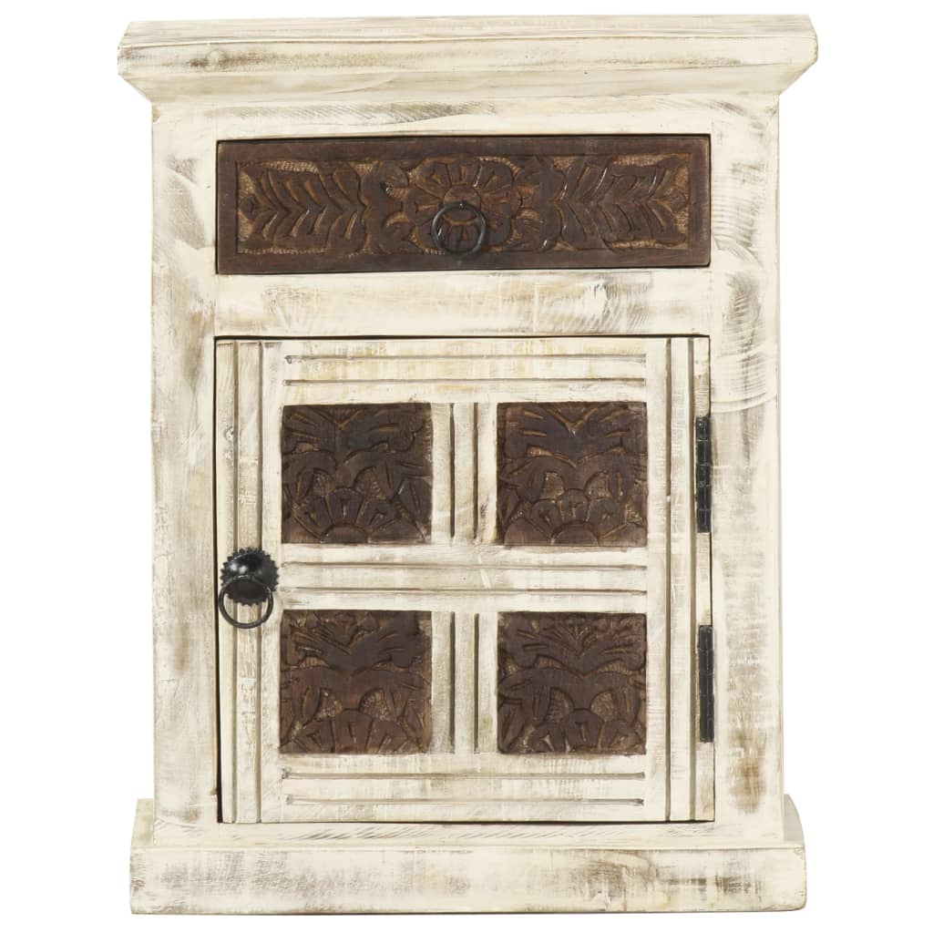 Nattbord Sengbord Hvit 40x30x50 cm heltre mangotre