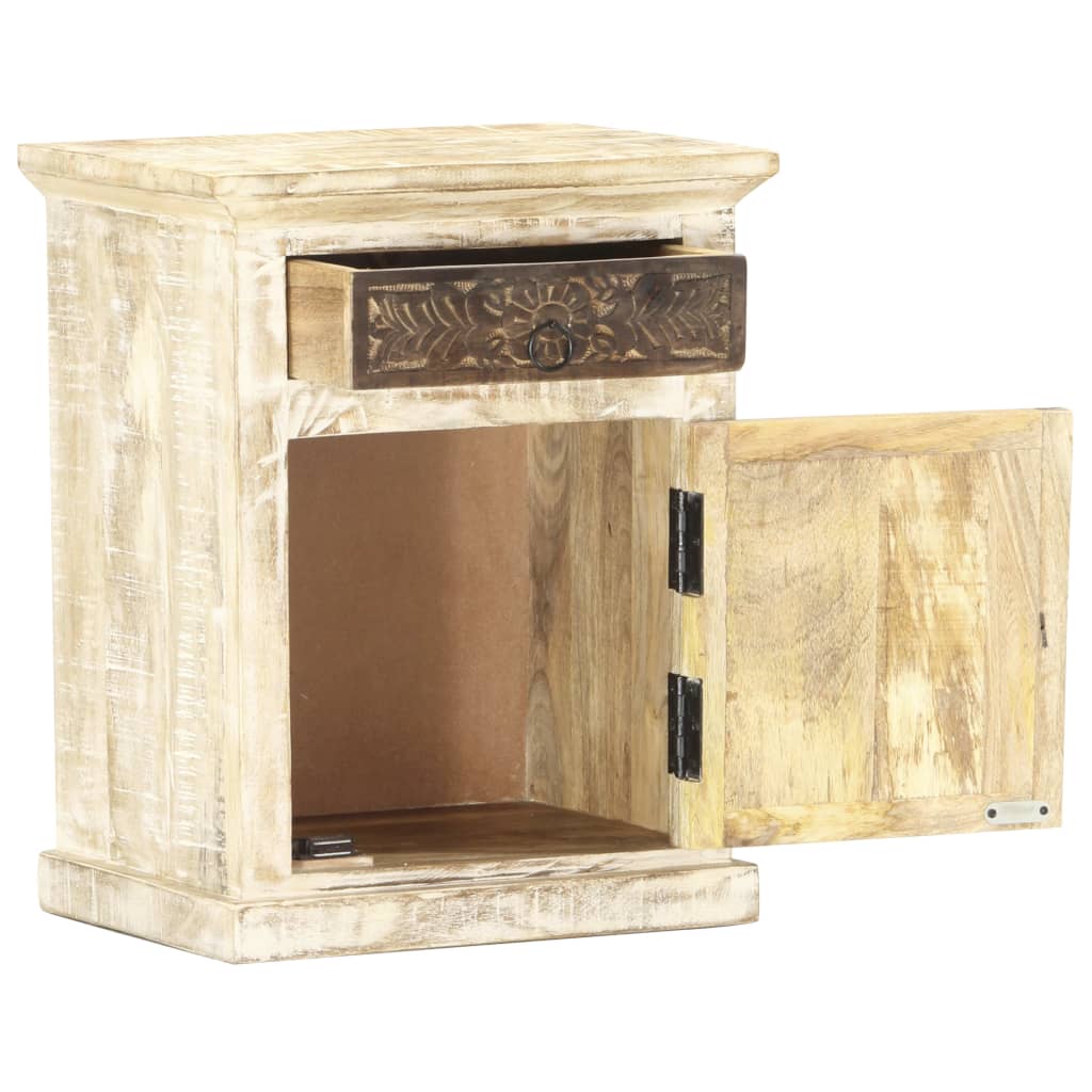Nattbord Sengbord Hvit 40x30x50 cm heltre mangotre