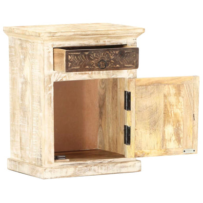 Nattbord Sengbord Hvit 40x30x50 cm heltre mangotre