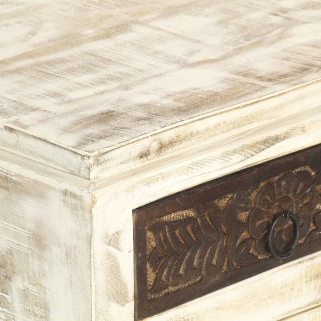 Nattbord Sengbord Hvit 40x30x50 cm heltre mangotre