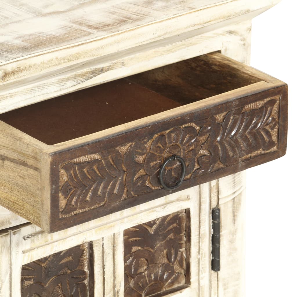 Nattbord Sengbord Hvit 40x30x50 cm heltre mangotre